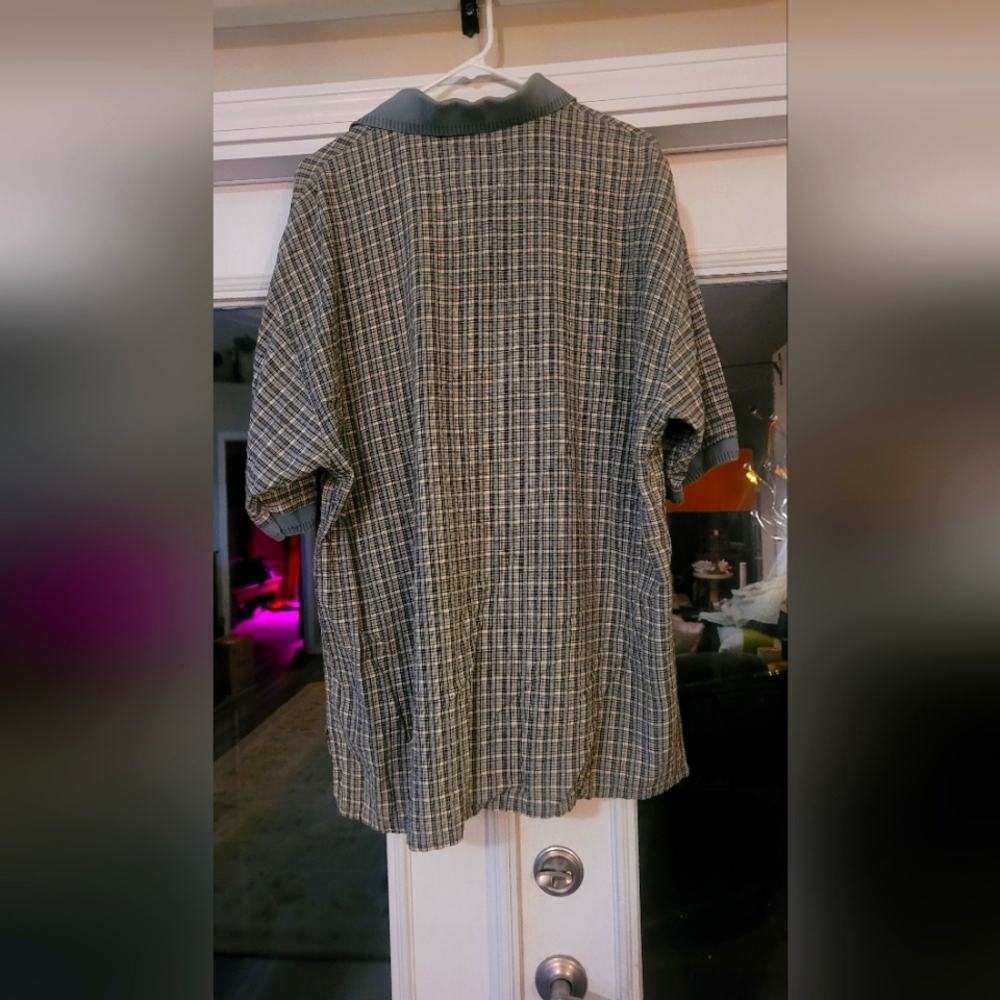 Ruff - Men's Checkered Long Sleeve Shirt- Dark Blue, Light Blue, Biege